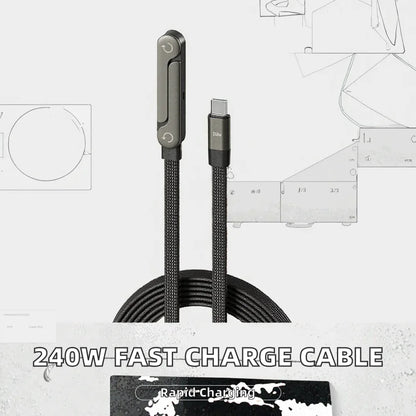VoltFlex 240W Rotating Fast‑Charge Cable with Stand