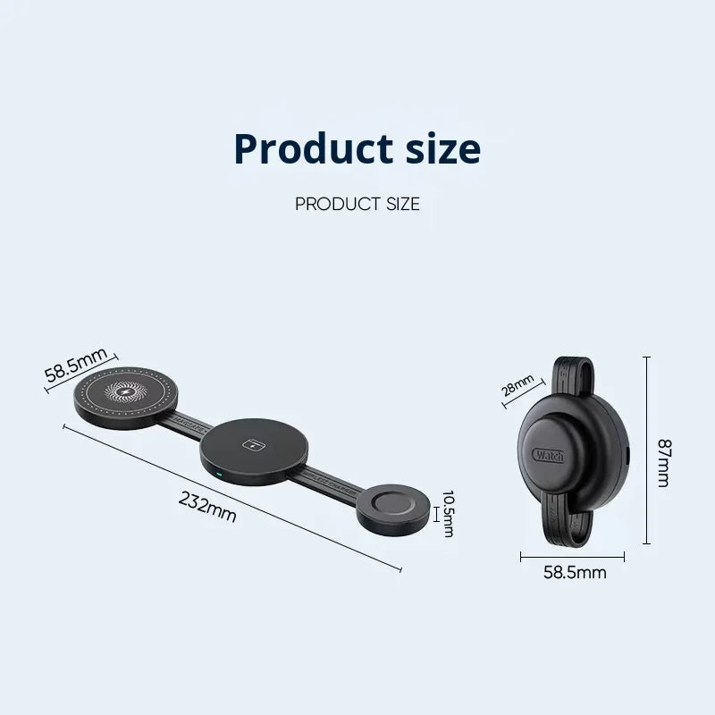 MagEdge Trio – Foldable Magnetic Wireless Charger (15W)