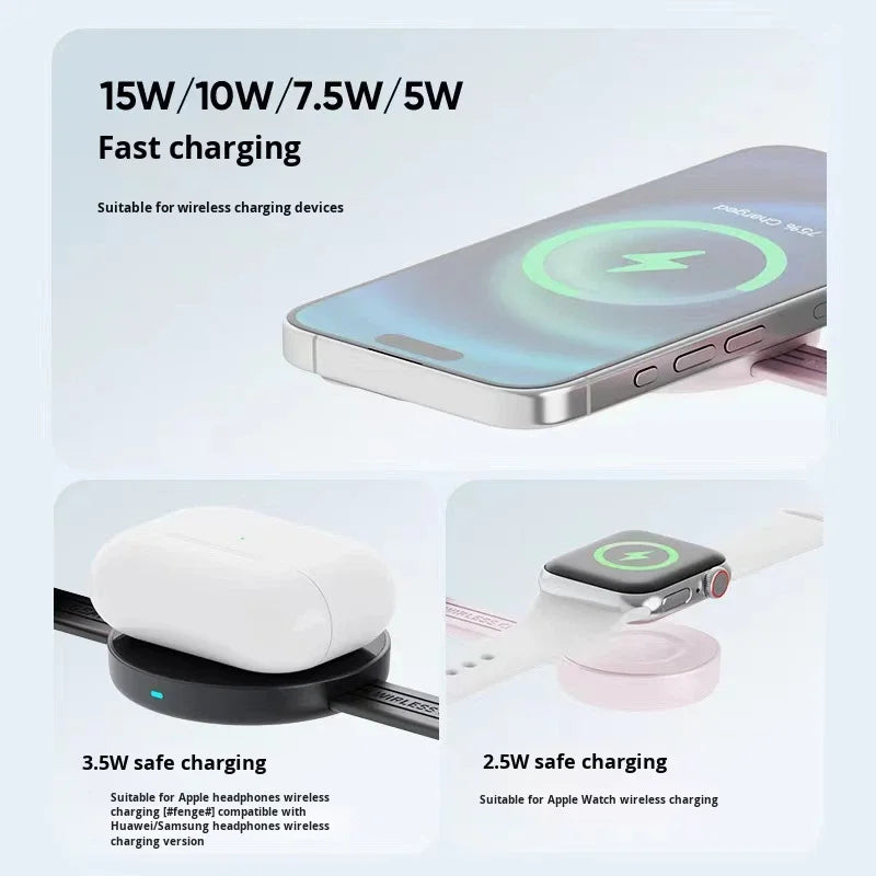 MagEdge Trio – Foldable Magnetic Wireless Charger (15W)