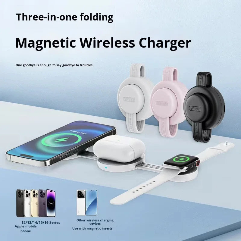 MagEdge Trio – Foldable Magnetic Wireless Charger (15W)
